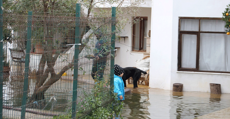 Antalya'da Acısu Deresi Taştı, Bazı Evleri Su Bastı