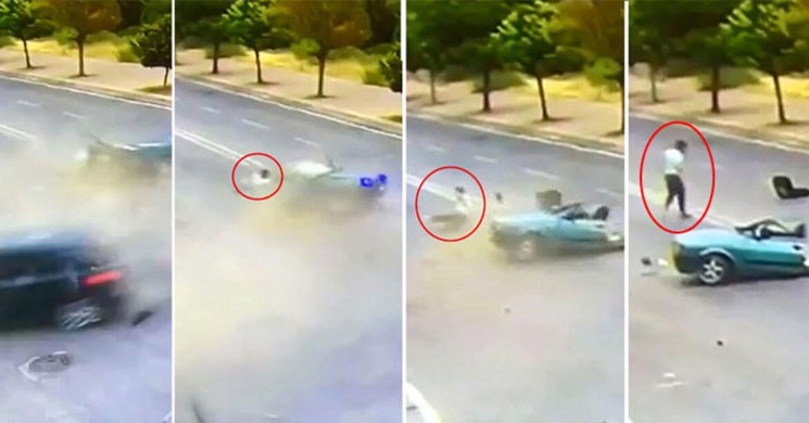 Araç İkiye Bölündü! O Yürüyerek Çıktı