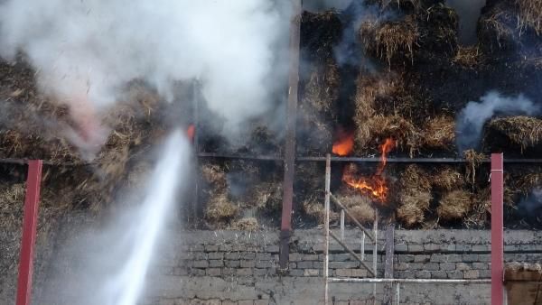 Kopan elektrik kablosu çiftlikte samanlığı yaktı -10