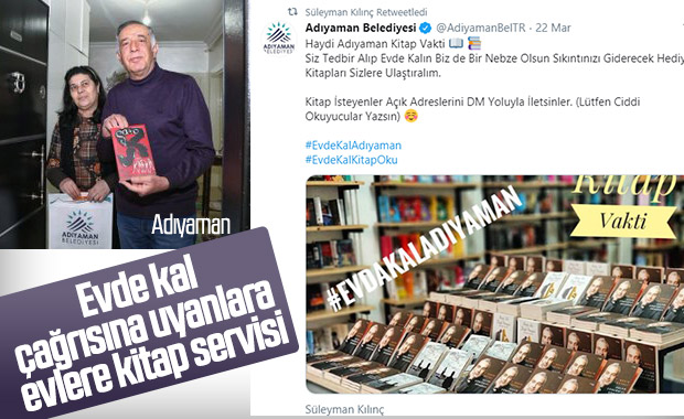 Adıyaman, evde kal çağrısına uyan evlere kitap servisi yapıyor