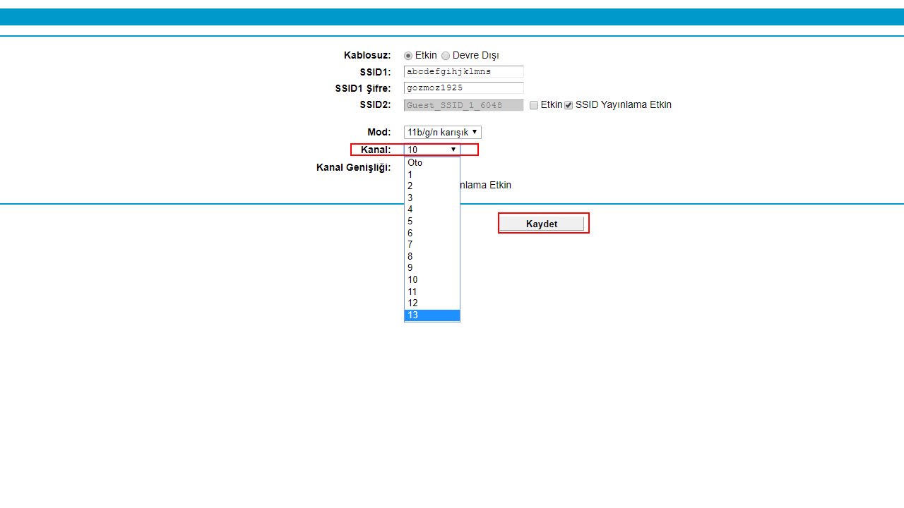 wifi kanal değiştirme