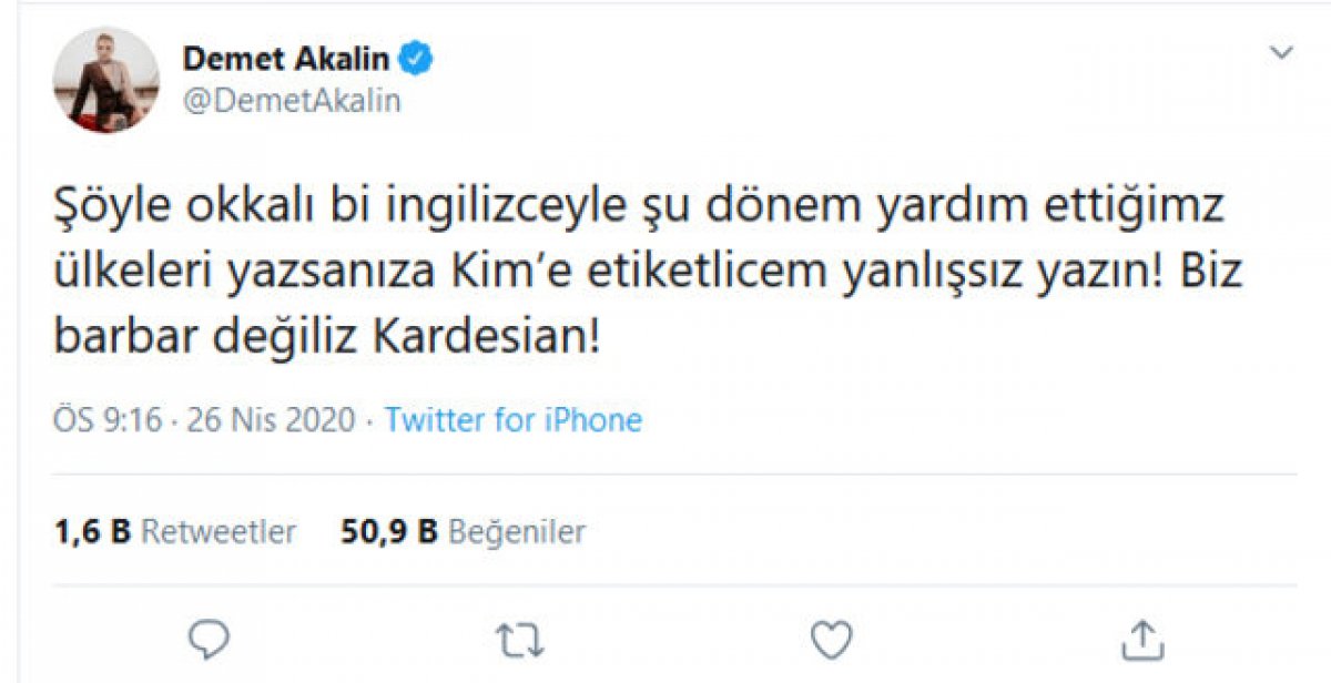 Kim Kardashian'ın paylaşımlarına Demet Akalın'dan tepki