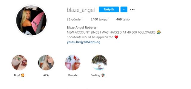 Sörfçü Blaze Angel Roberts'ın hesabını ele geçiren Türk hacker'lar, cinsel içerikli videolarını paylaştı